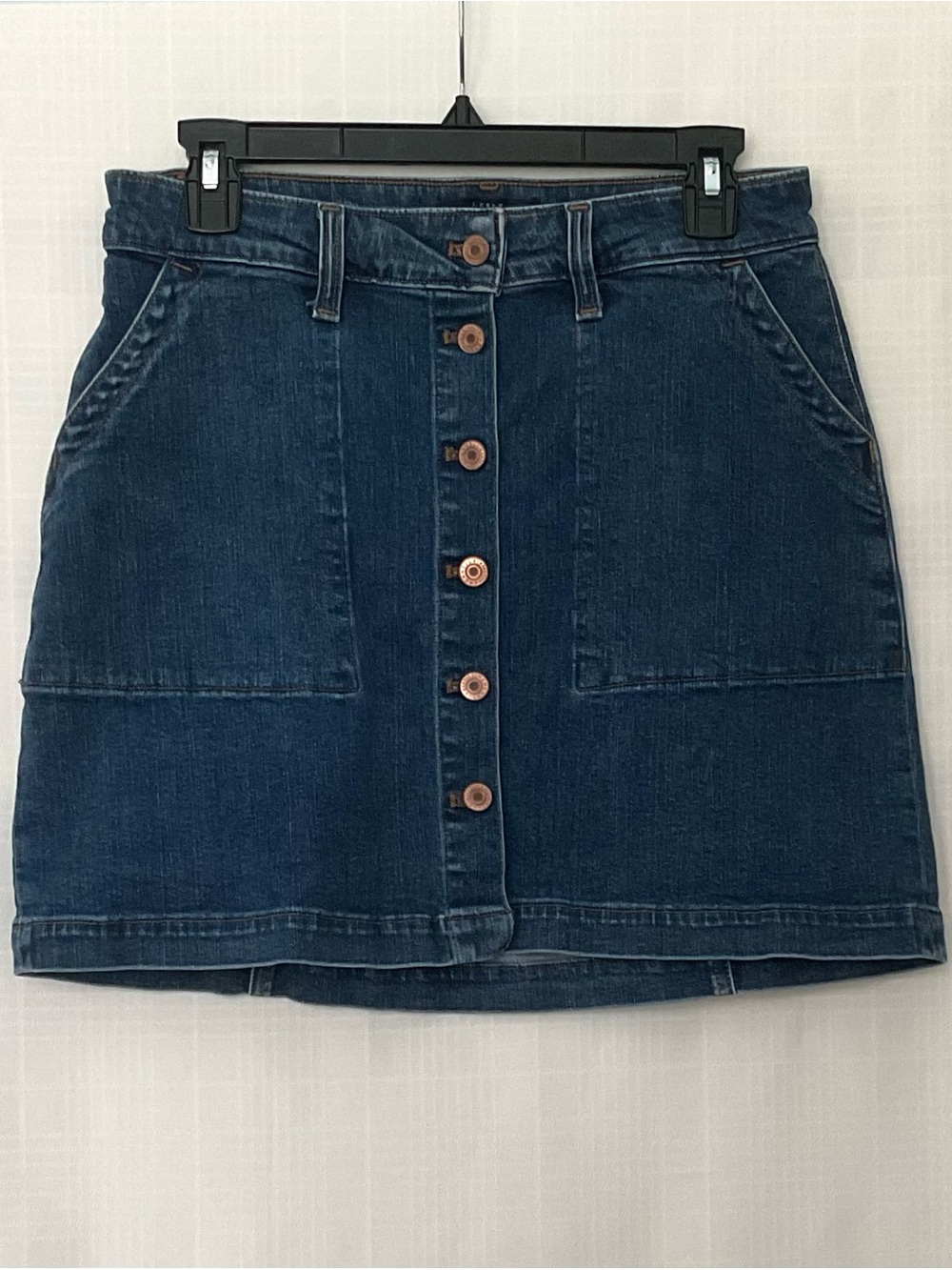 J. Crew Mercantile Blue Denim Skirt with Contrast Stitching